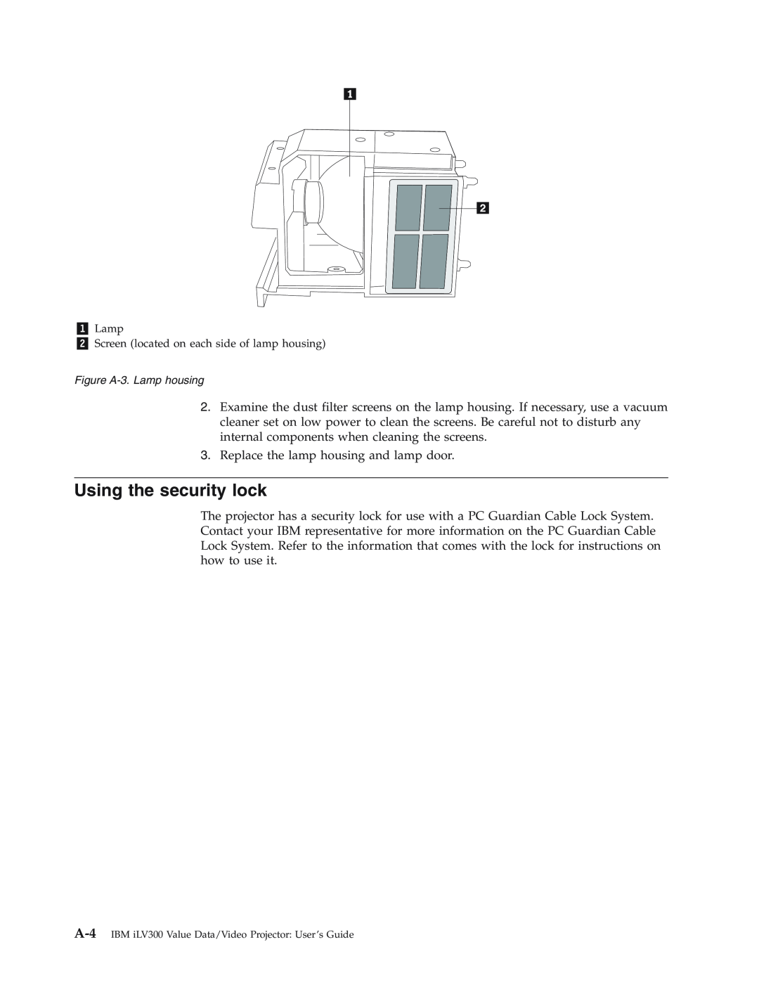IBM Partner Pavilion iLV300 manual Using the security lock 