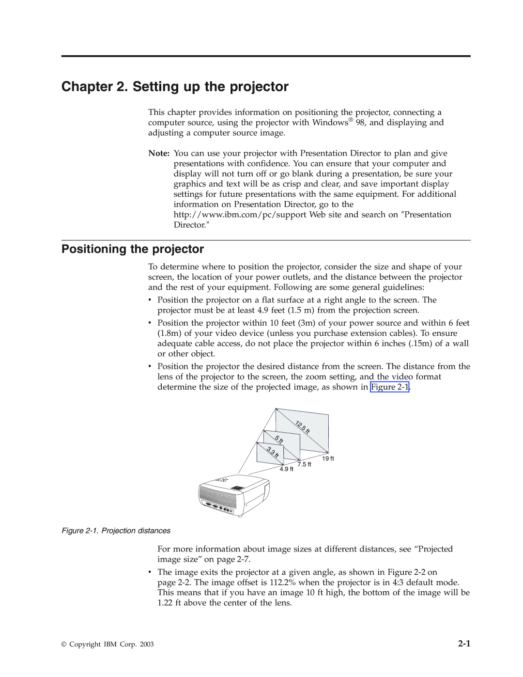 IBM Partner Pavilion iLV300 manual Setting up the projector, Positioning the projector 