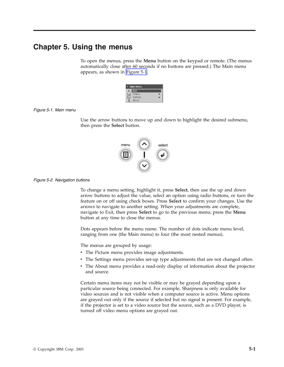 IBM Partner Pavilion iLV300 manual Using the menus, Main menu 