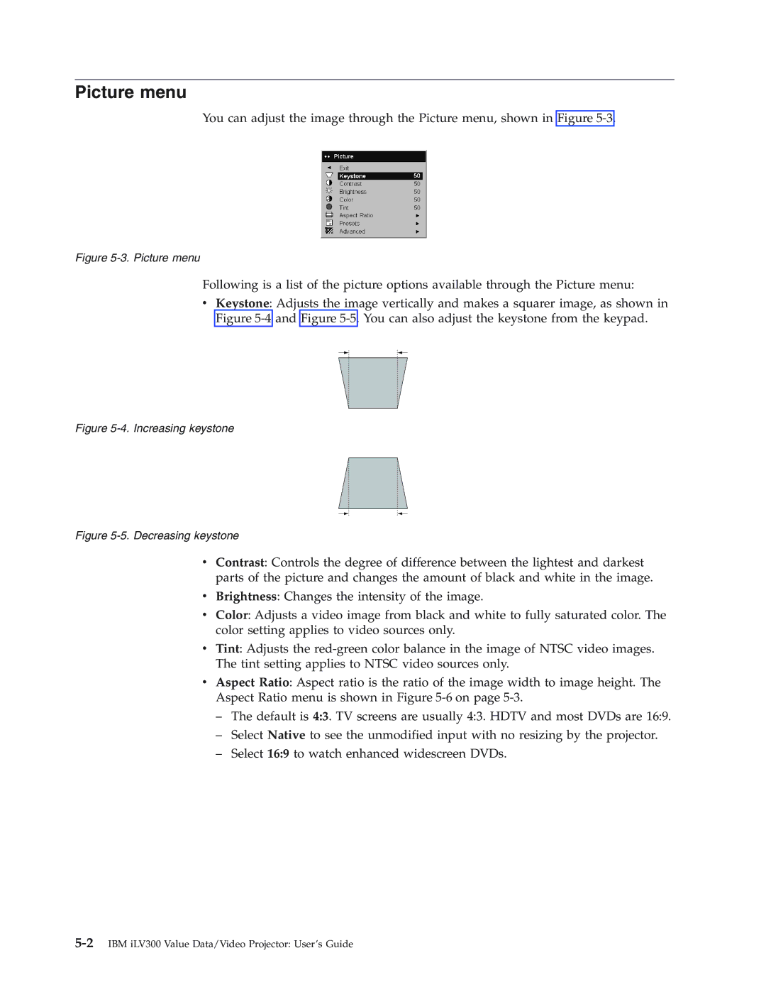 IBM Partner Pavilion iLV300 manual Picture menu 