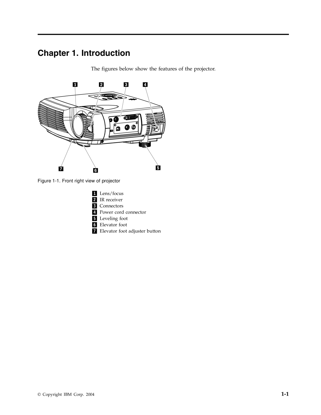 IBM Partner Pavilion PROJECTOR E400 manual Introduction, Figures below show the features of the projector 