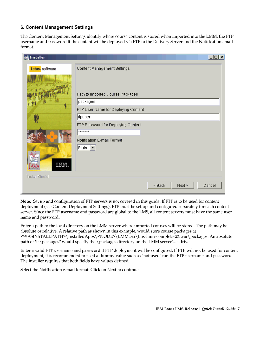 IBM Partner Pavilion R1 manual Content Management Settings 