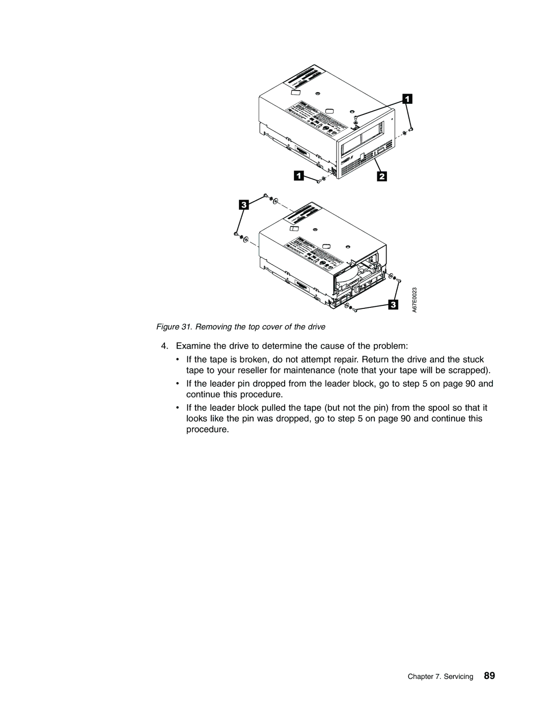 IBM Partner Pavilion T400F manual Removing the top cover of the drive 