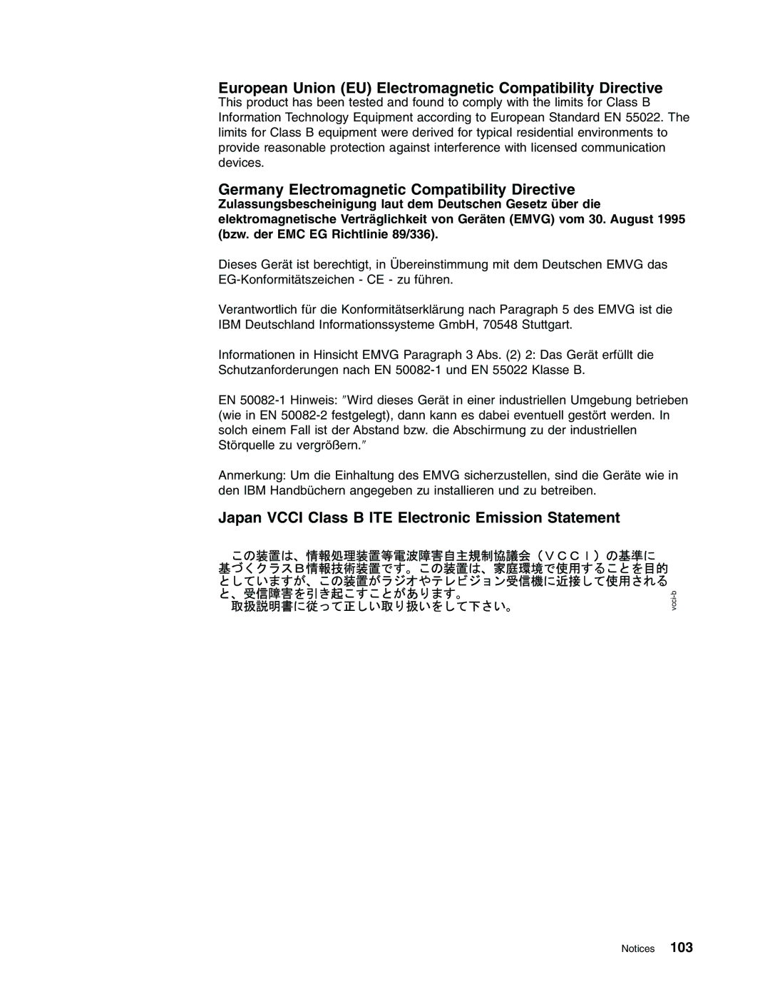 IBM Partner Pavilion T400F manual European Union EU Electromagnetic Compatibility Directive 