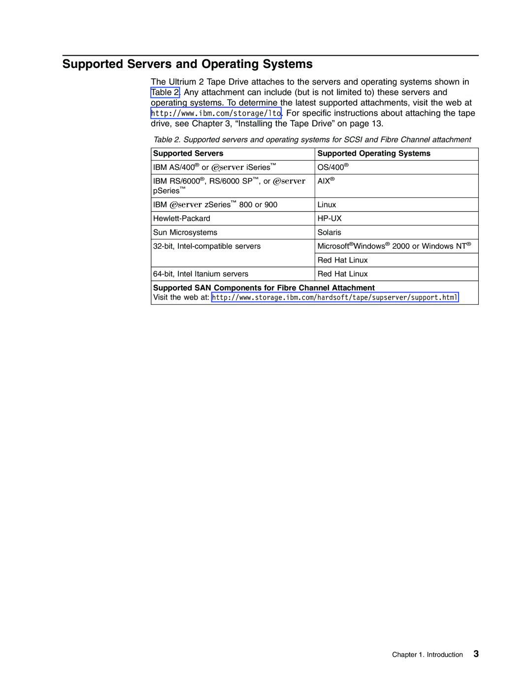 IBM Partner Pavilion T400F manual Supported Servers and Operating Systems, Supported Servers Supported Operating Systems 