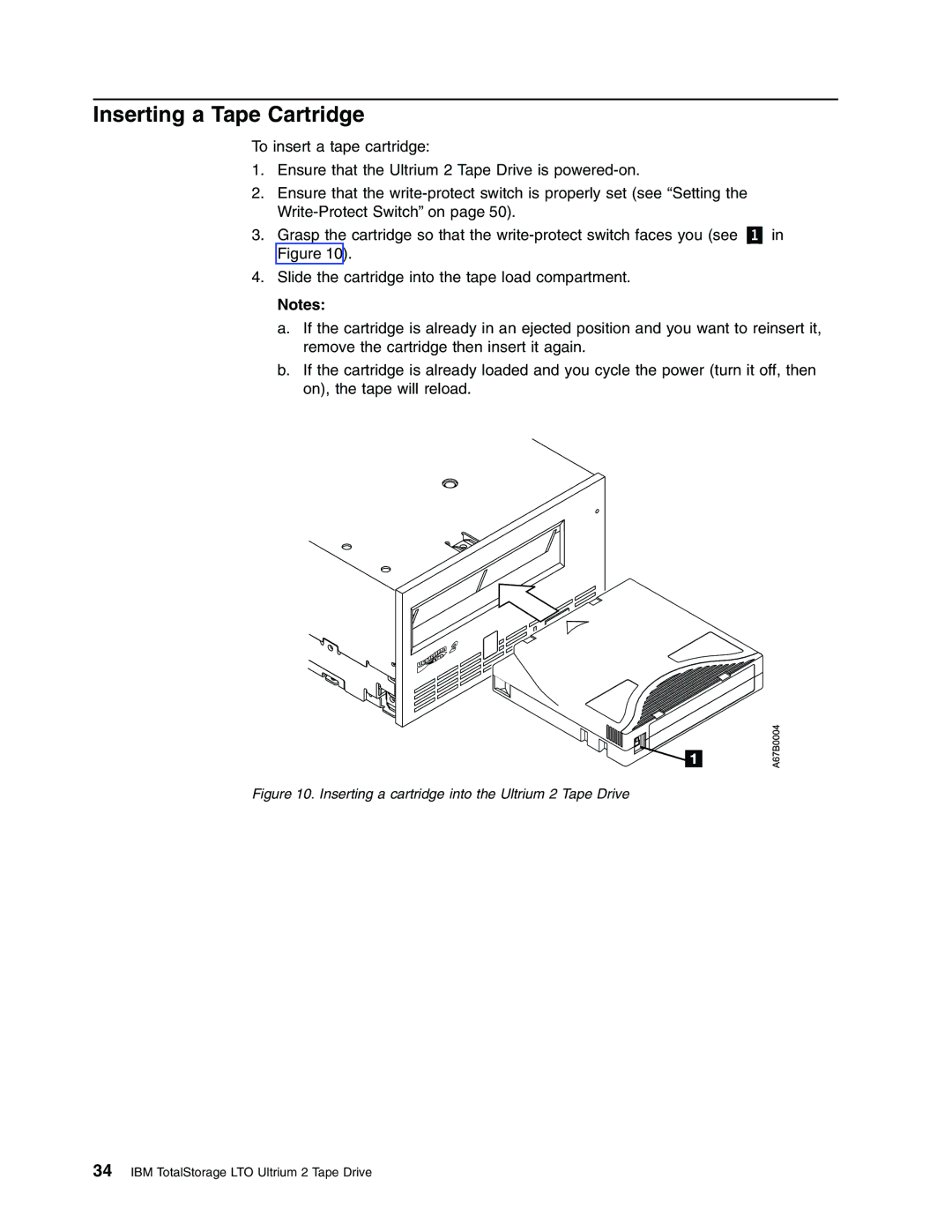 IBM Partner Pavilion T400F manual Inserting a Tape Cartridge, Inserting a cartridge into the Ultrium 2 Tape Drive 