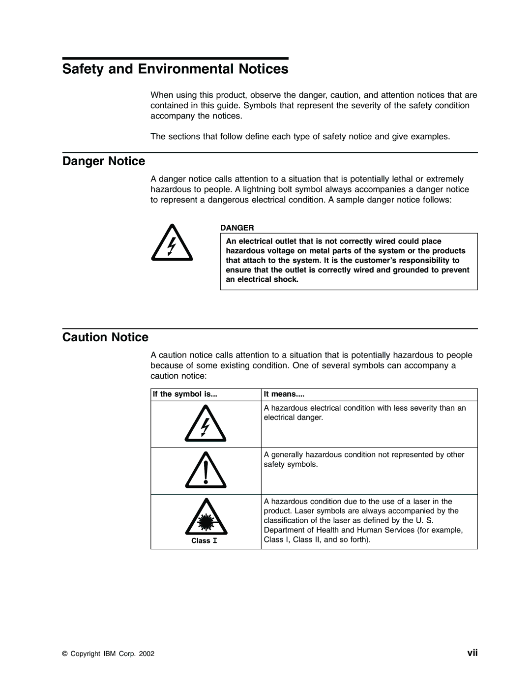 IBM Partner Pavilion T400F manual Safety and Environmental Notices, Vii 
