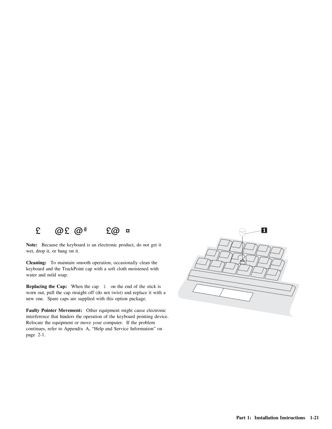 IBM Partner Pavilion TrackPoint manual Keyboard, Cap 