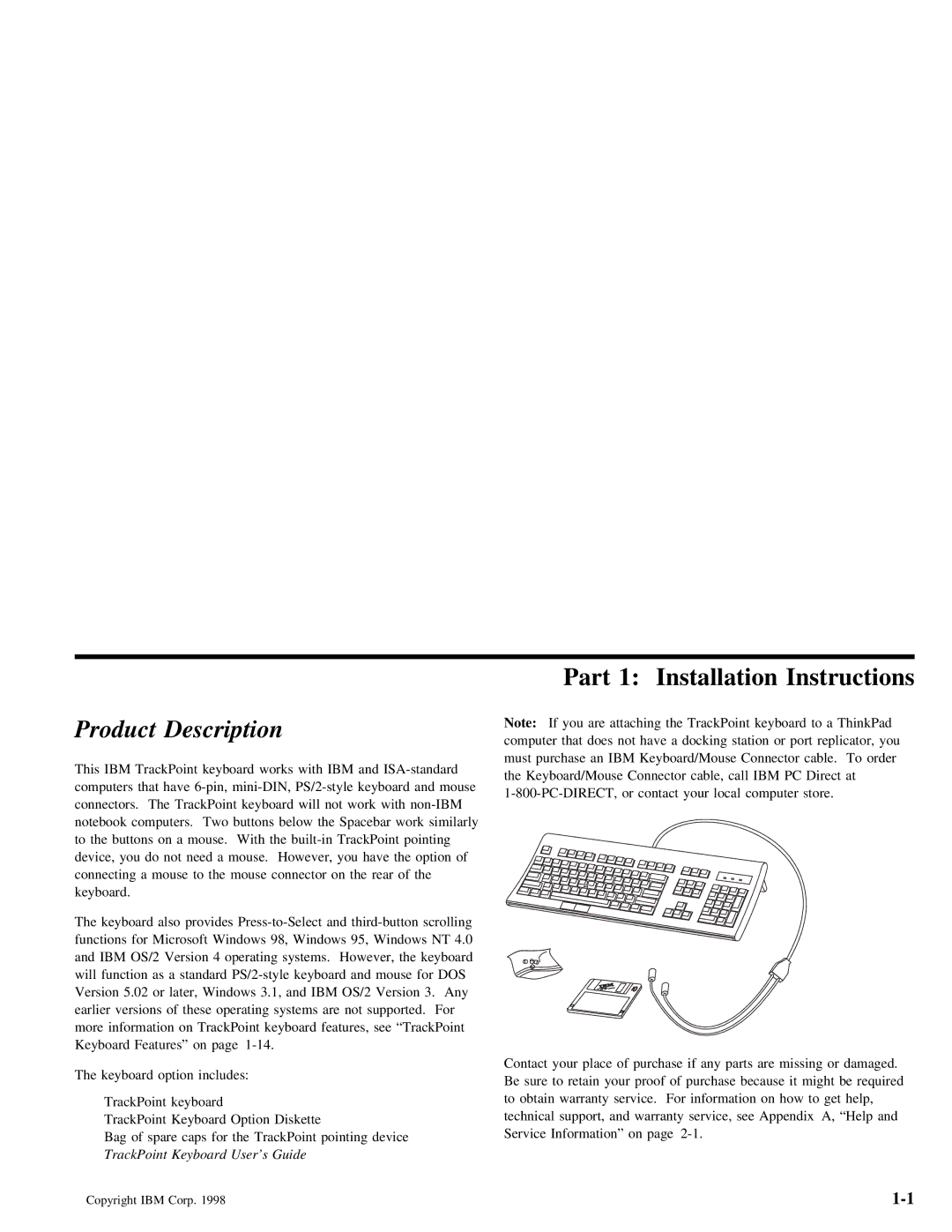 IBM Partner Pavilion TrackPoint manual Part 