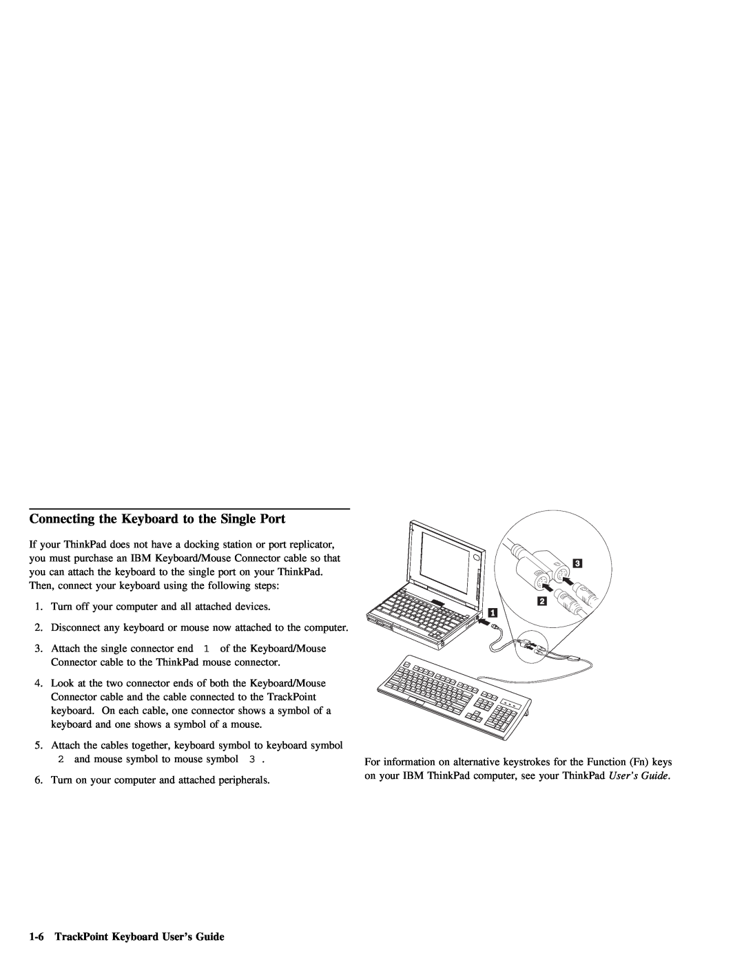 IBM Partner Pavilion manual Port, TrackPoint Keyboard User’s Guide 