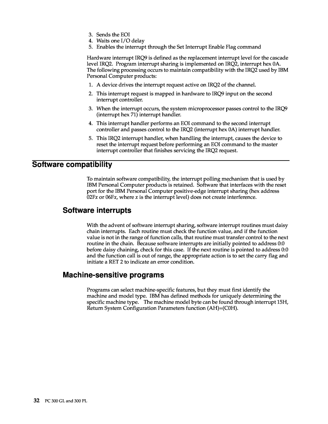 IBM PC 300GL manual Software compatibility, Software interrupts, Machine-sensitive programs 