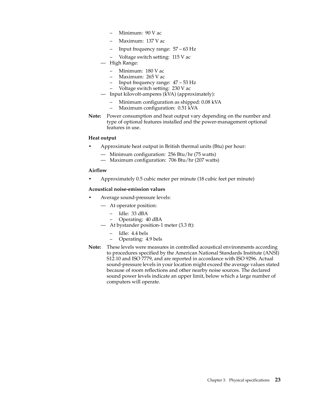 IBM PC 300GL manual Physical specifications 