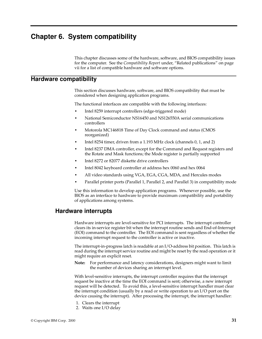 IBM PC 300GL manual System compatibility, Hardware compatibility, Hardware interrupts 