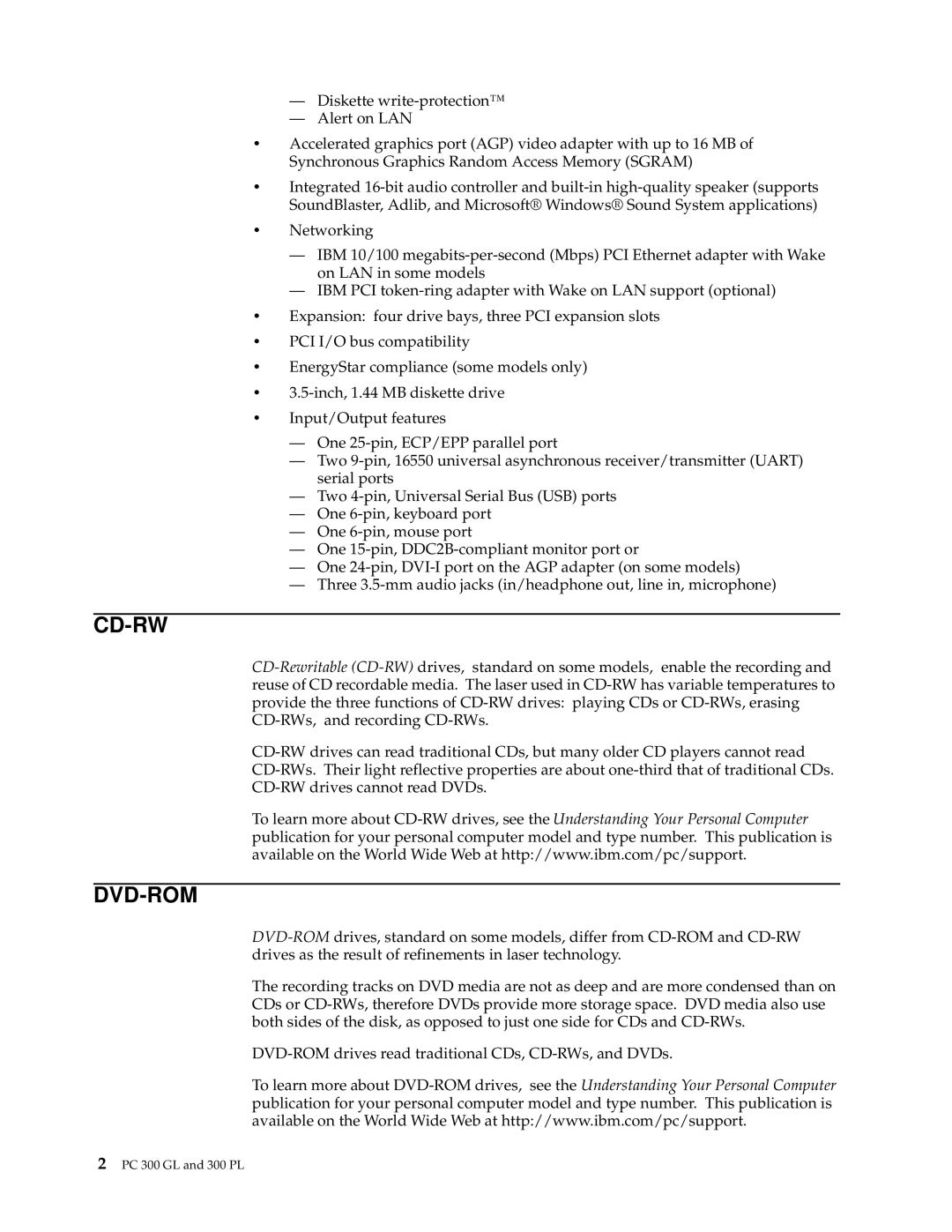 IBM PC 300GL manual Cd-Rw 