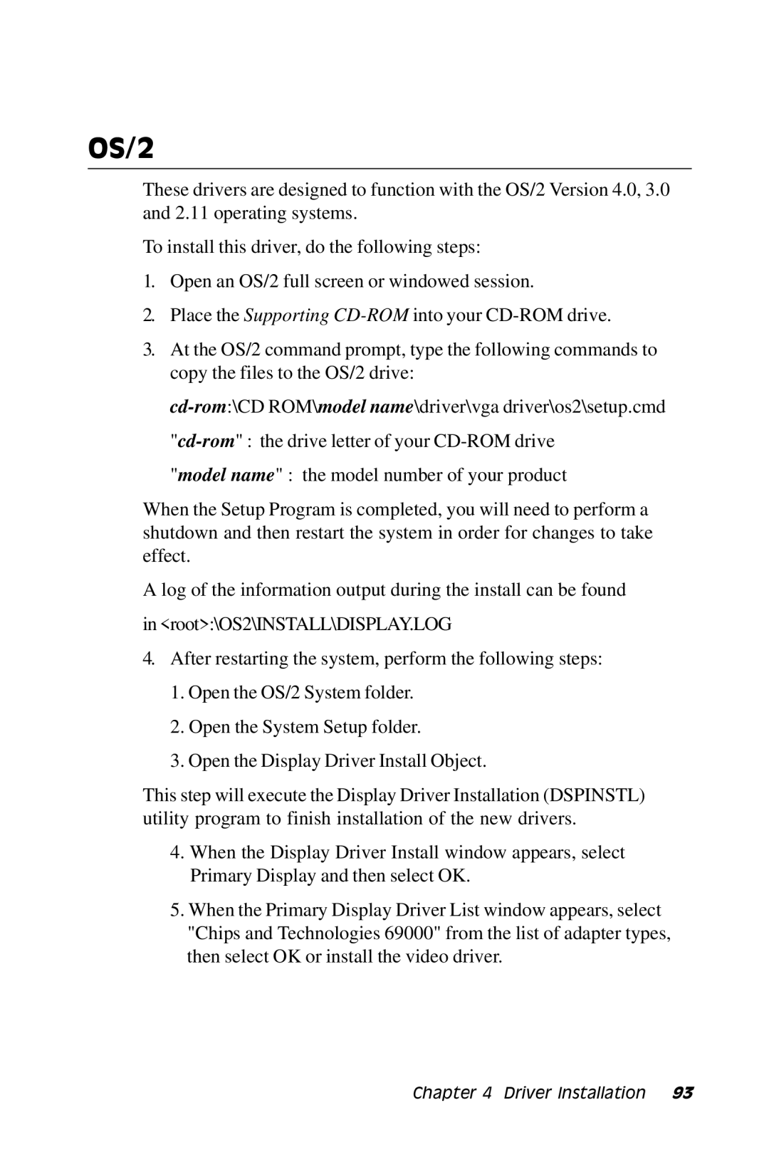 IBM PCM-5896 manual OS/2 