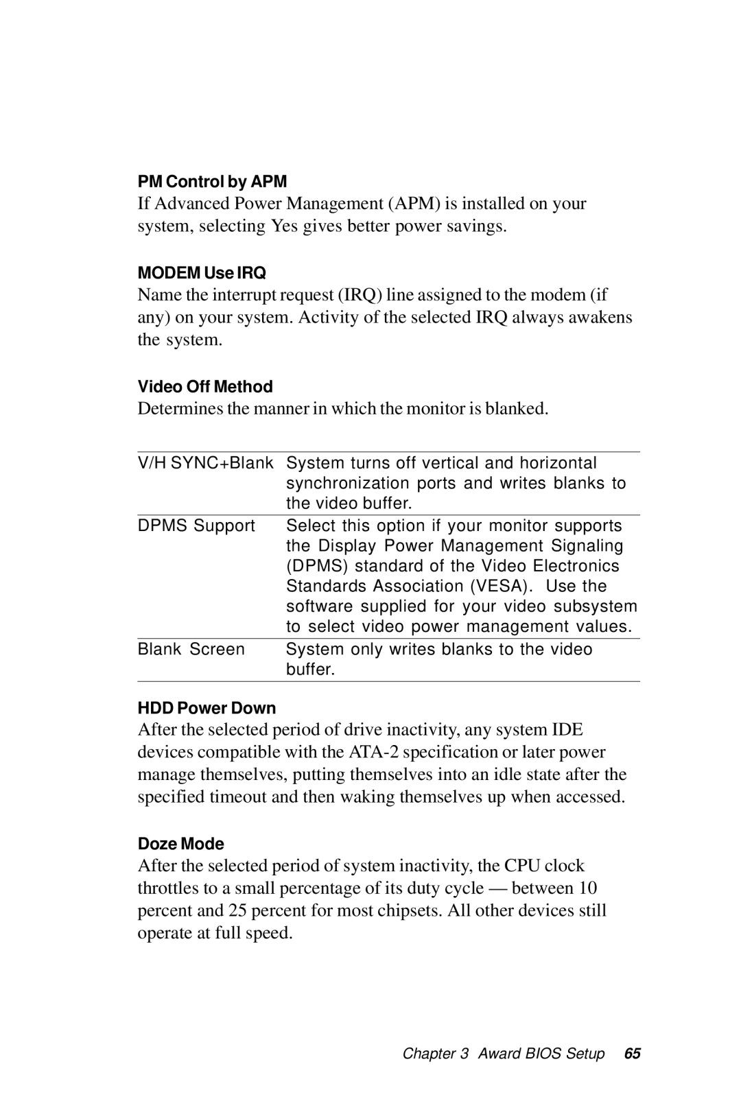 IBM PCM-5896 manual Determines the manner in which the monitor is blanked 