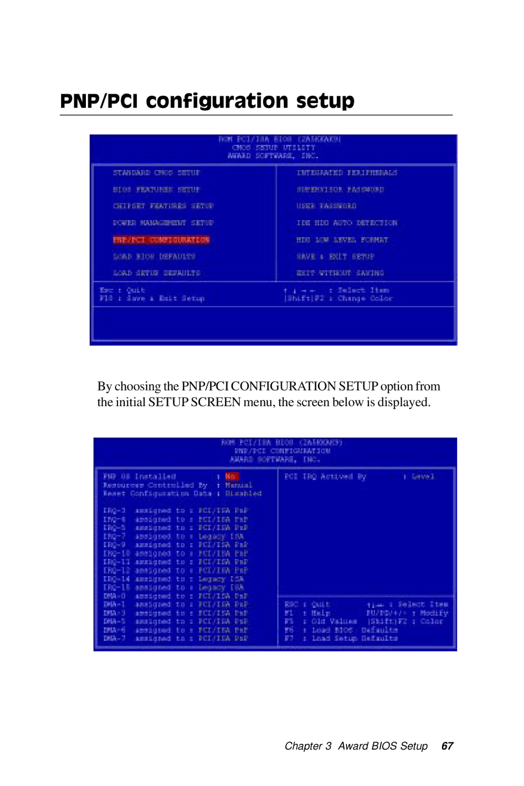 IBM PCM-5896 manual PNP/PCI configuration setup 