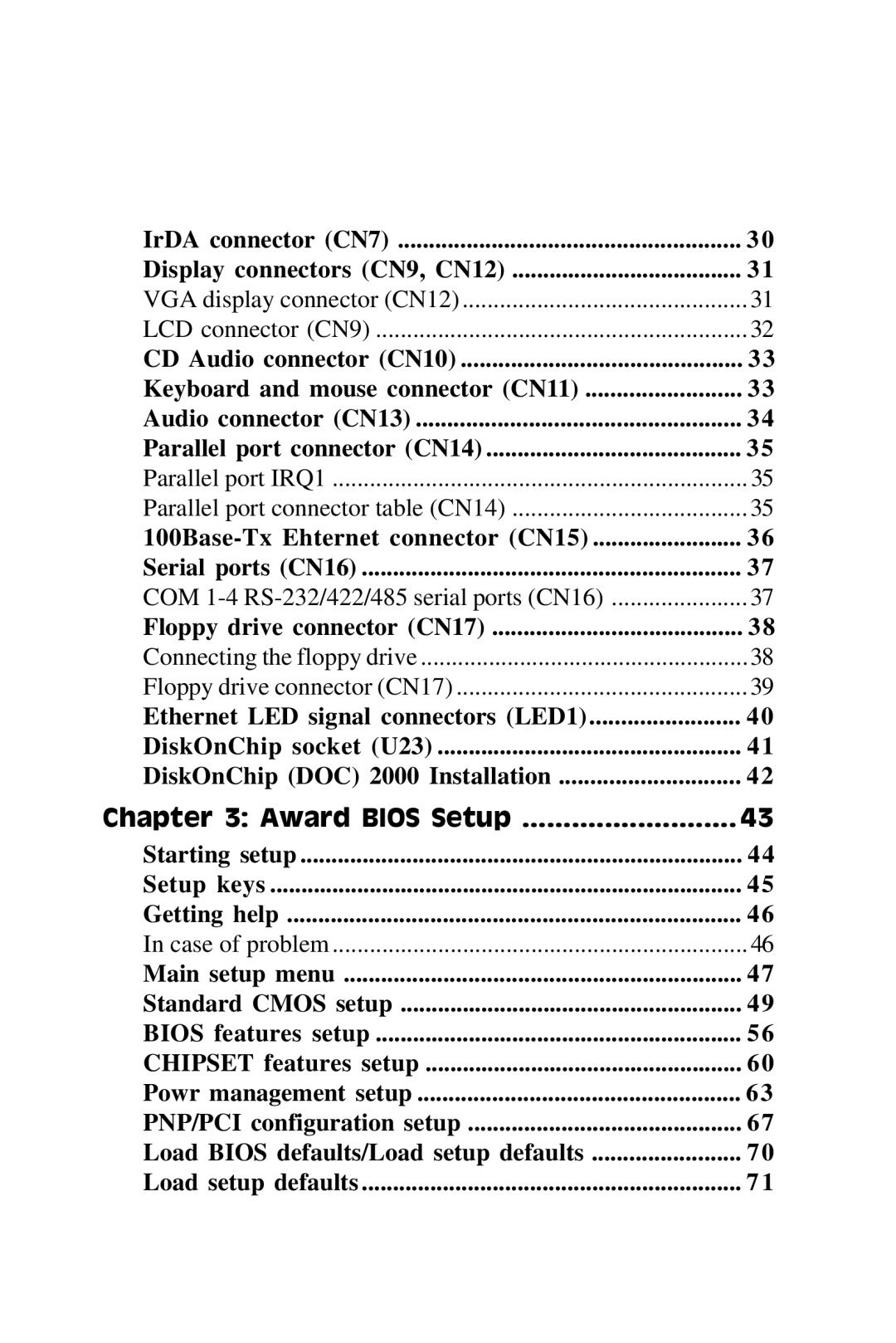 IBM PCM-5896 manual Award Bios Setup 