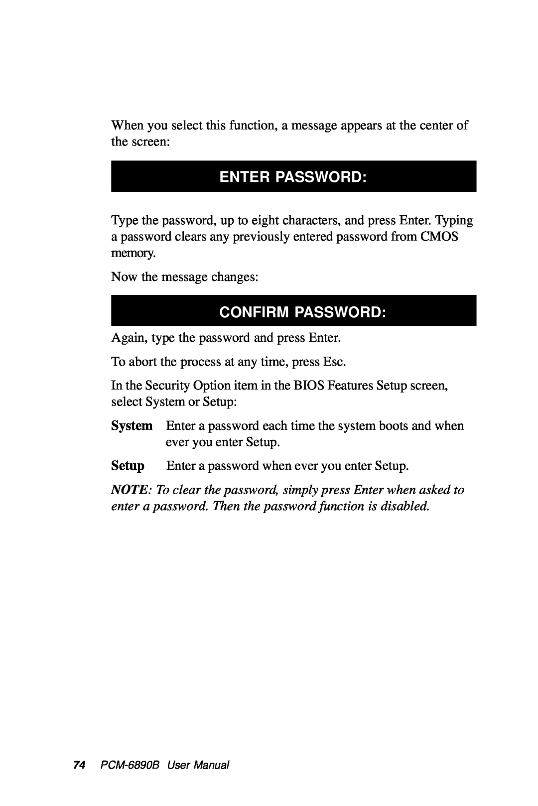 IBM PCM-6890B, All-in-One FC/Socket 370 Celeron manual Enter Password, Confirm Password 