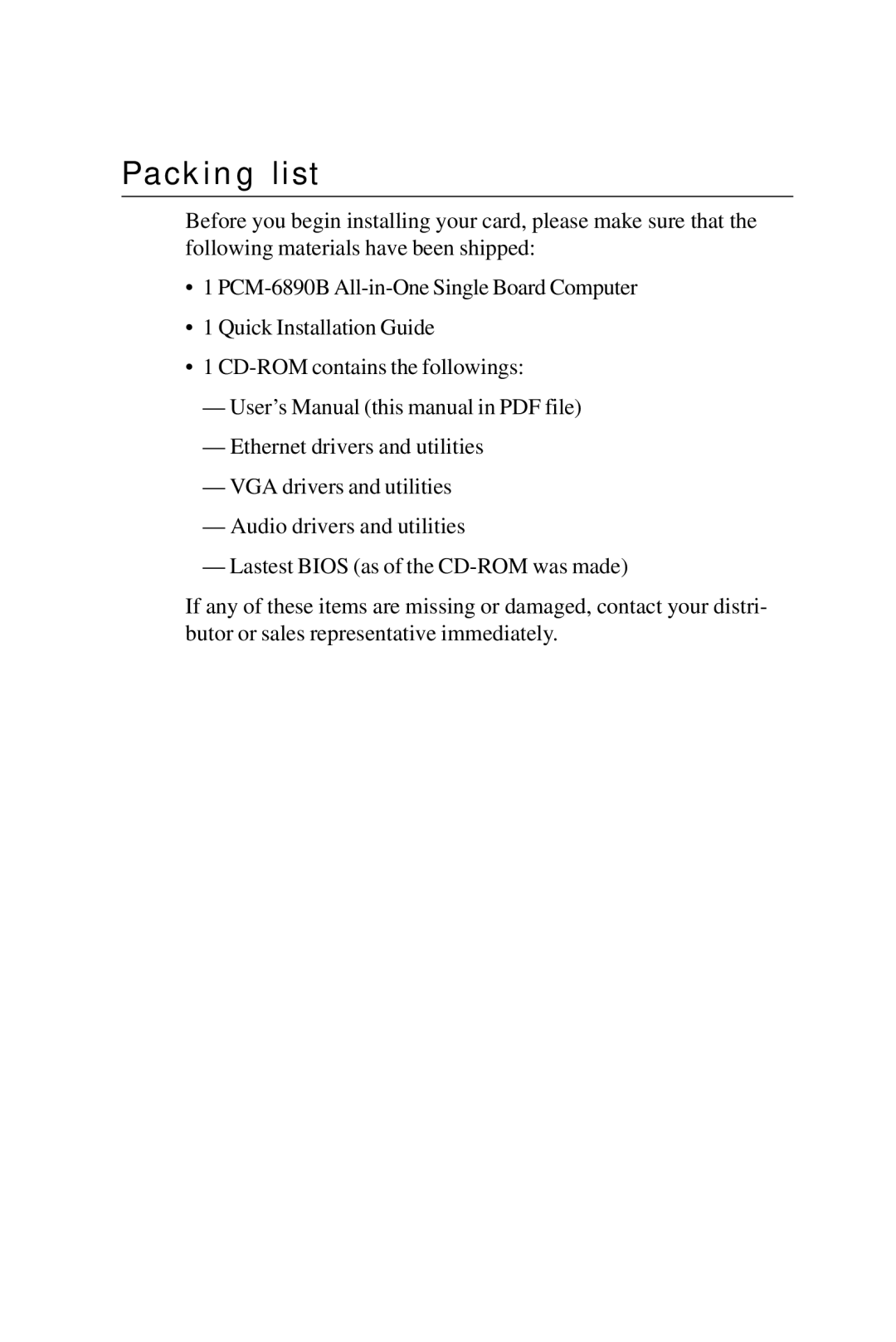 IBM PCM-6890B, All-in-One FC/Socket 370 Celeron manual Packing list 