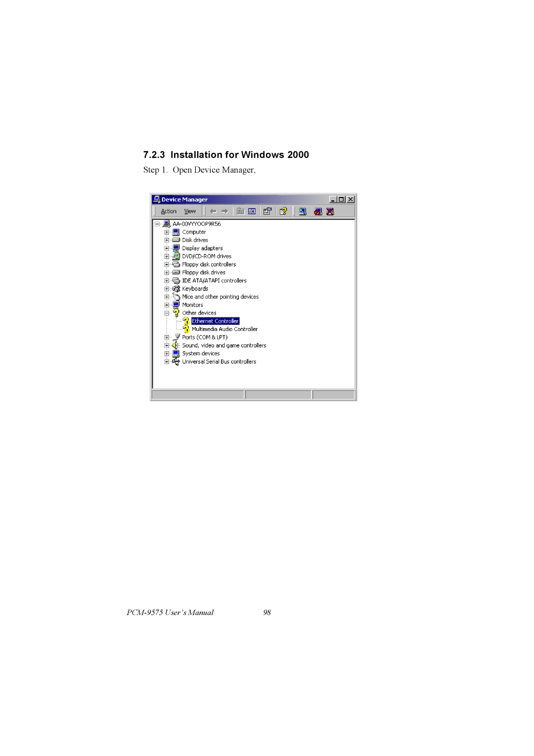 IBM PCM-9575, 100/10 user manual Open Device Manager 