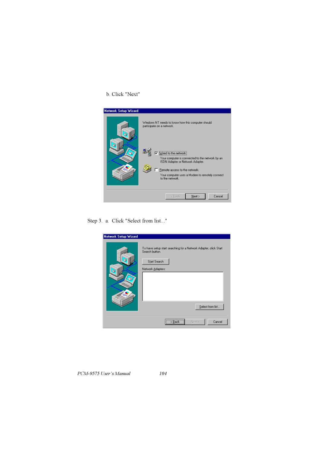 IBM PCM-9575, 100/10 user manual Click Next Click Select from list 