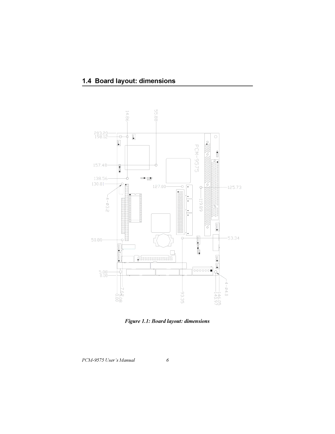 IBM PCM-9575, 100/10 user manual Board layout dimensions 