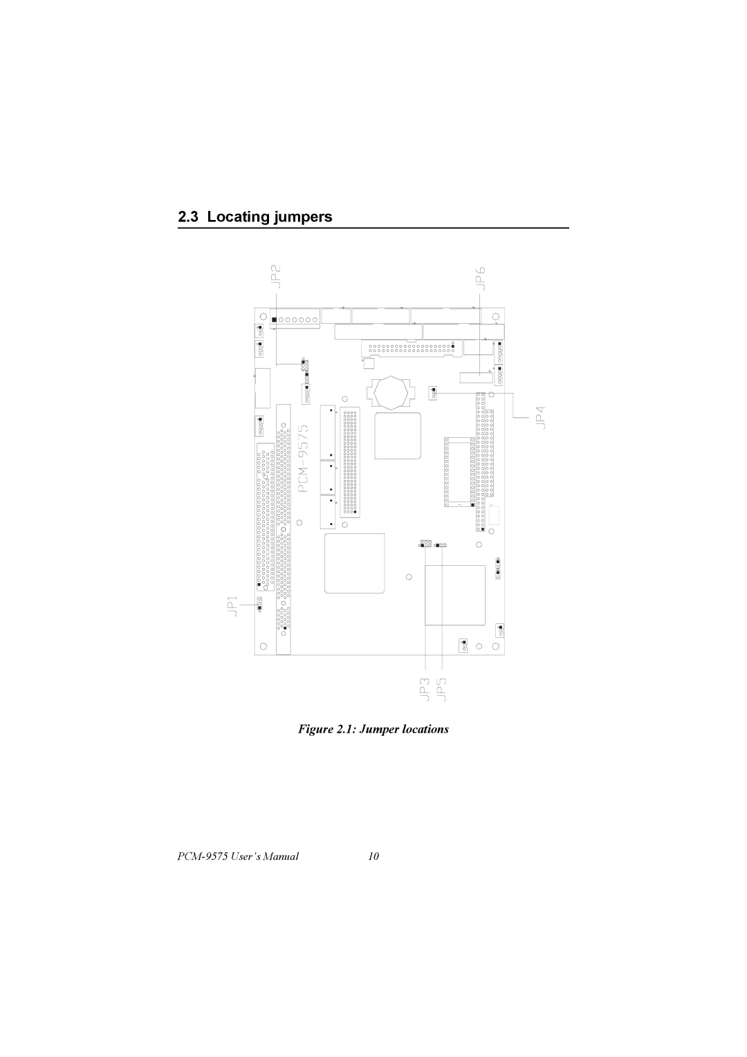 IBM PCM-9575, 100/10 user manual Locating jumpers, Jumper locations 