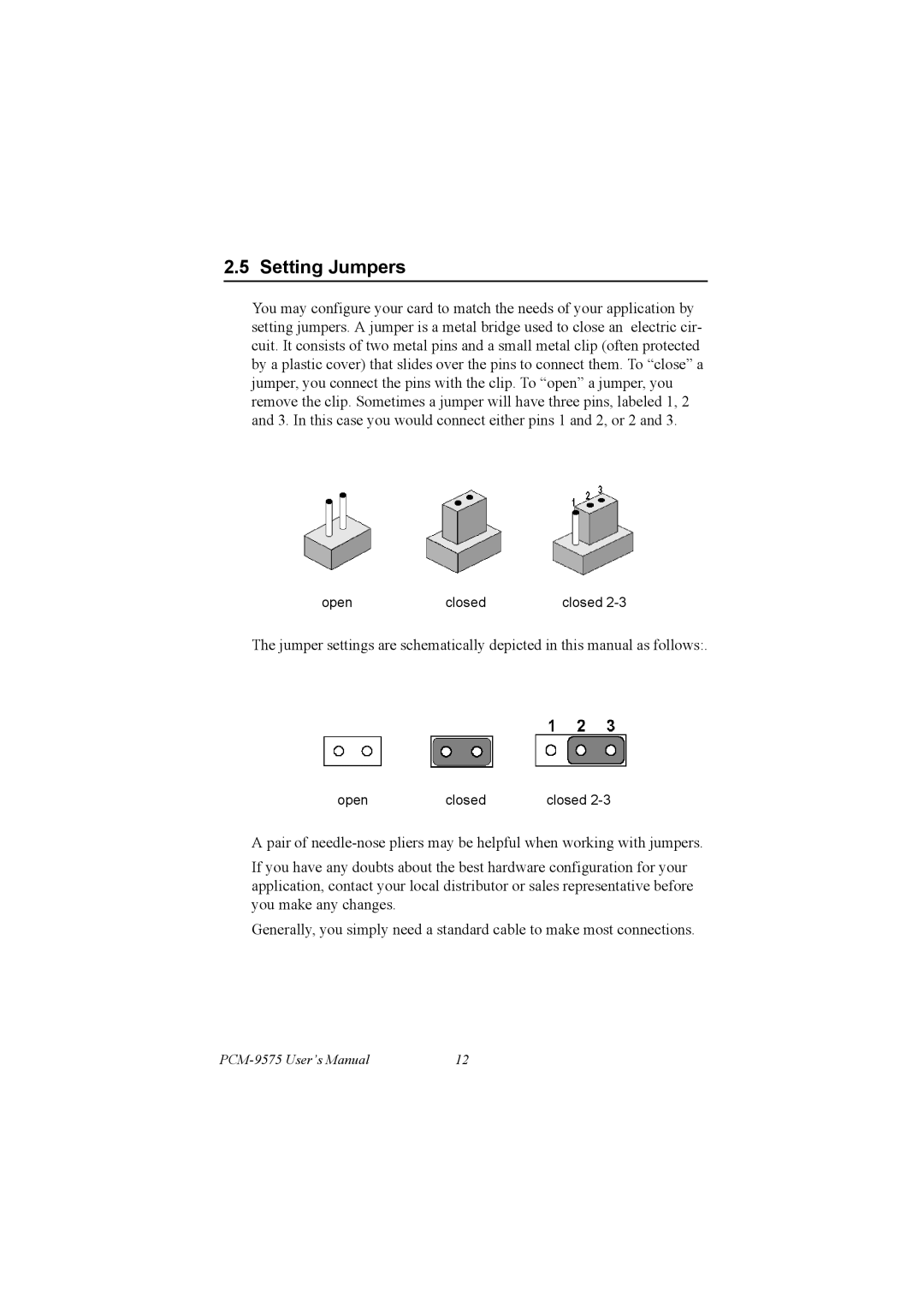 IBM PCM-9575, 100/10 user manual Setting Jumpers 