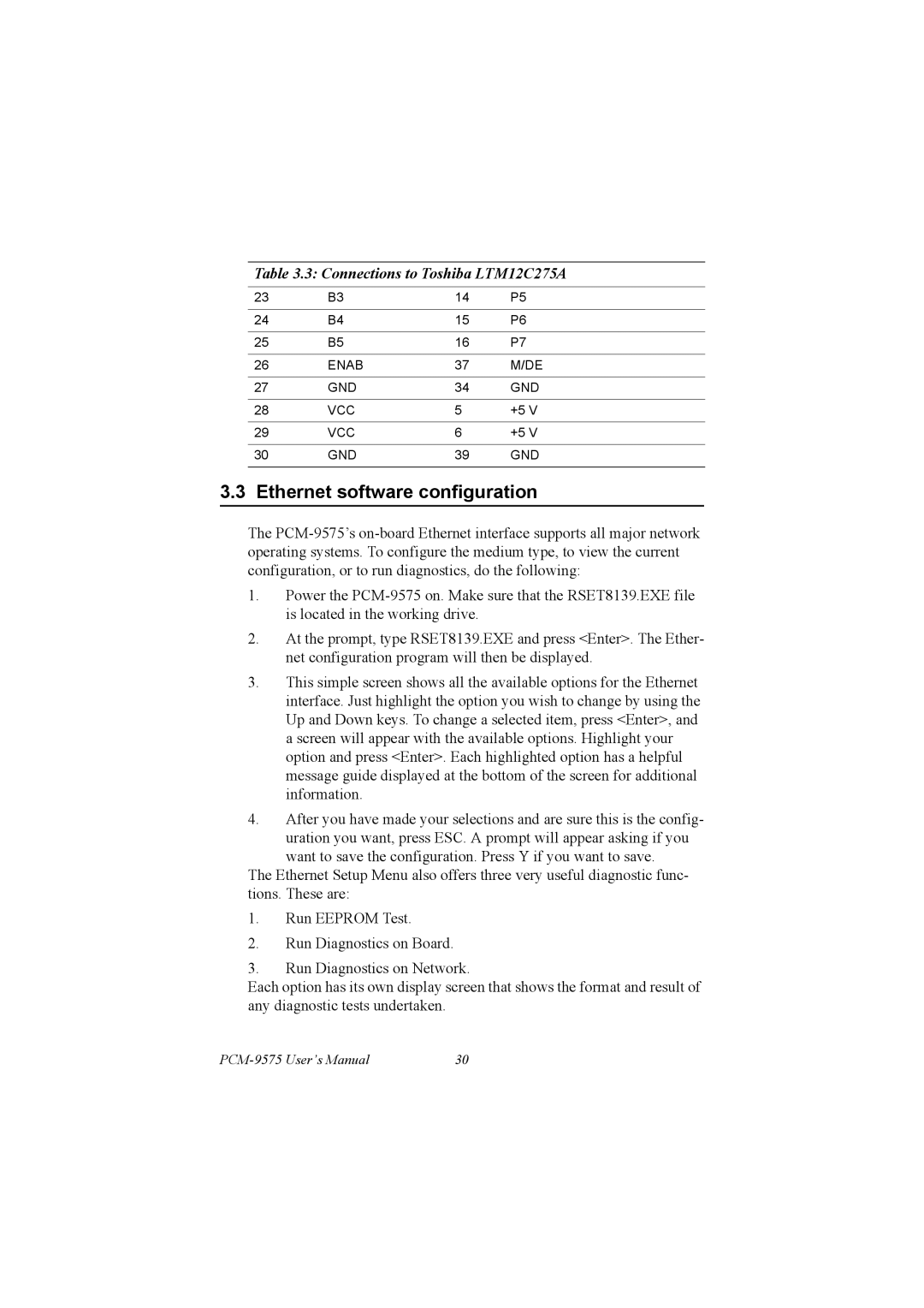 IBM PCM-9575, 100/10 user manual Ethernet software configuration 