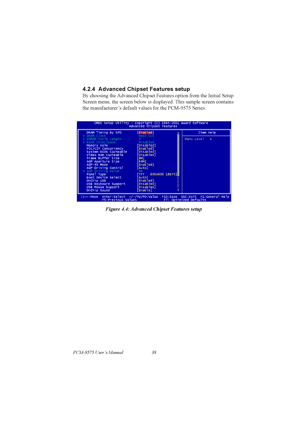 IBM PCM-9575, 100/10 user manual Advanced Chipset Features setup 