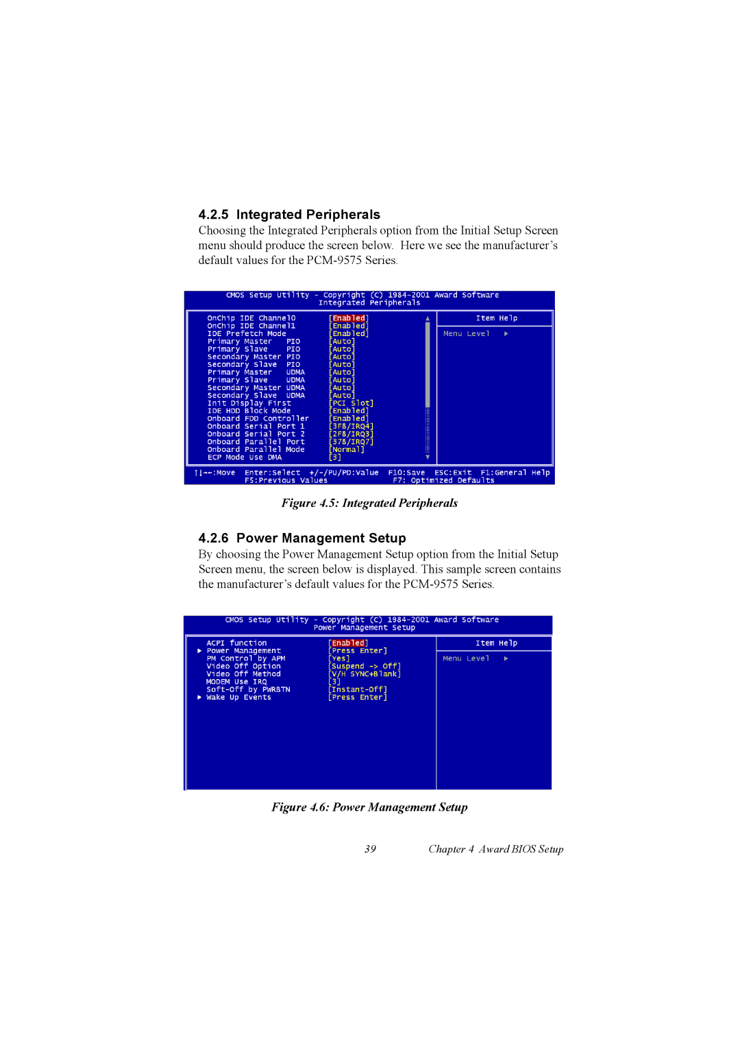 IBM 100/10, PCM-9575 user manual Integrated Peripherals, Power Management Setup 