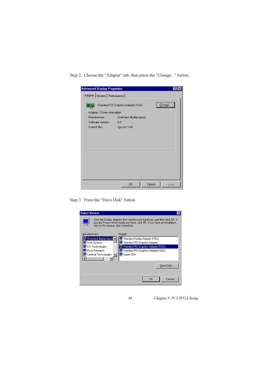 IBM 100/10, PCM-9575 user manual PCI Svga Setup 