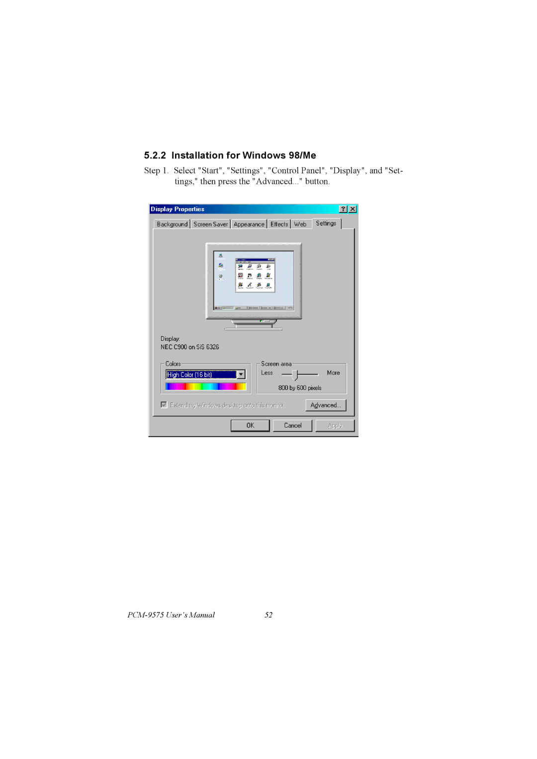 IBM PCM-9575, 100/10 user manual Installation for Windows 98/Me 