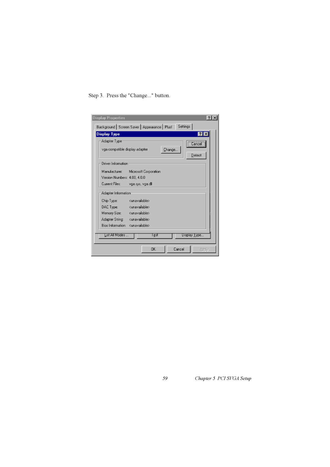 IBM 100/10, PCM-9575 user manual Press the Change... button 