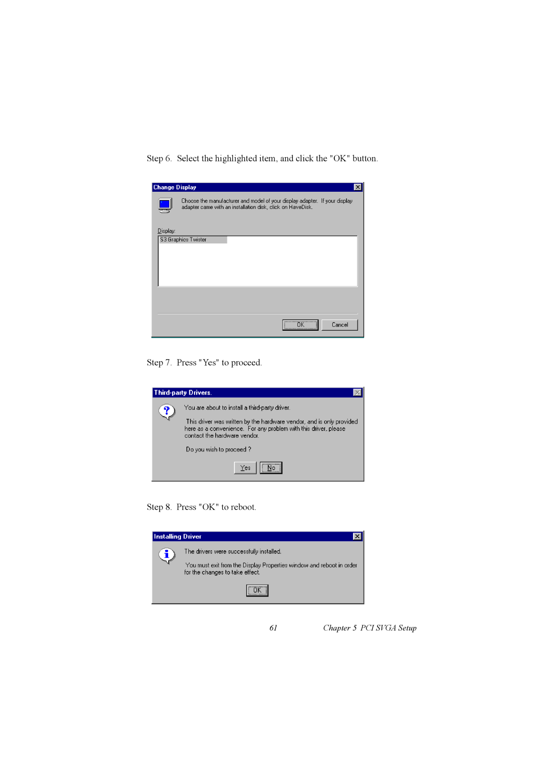 IBM 100/10, PCM-9575 user manual PCI Svga Setup 