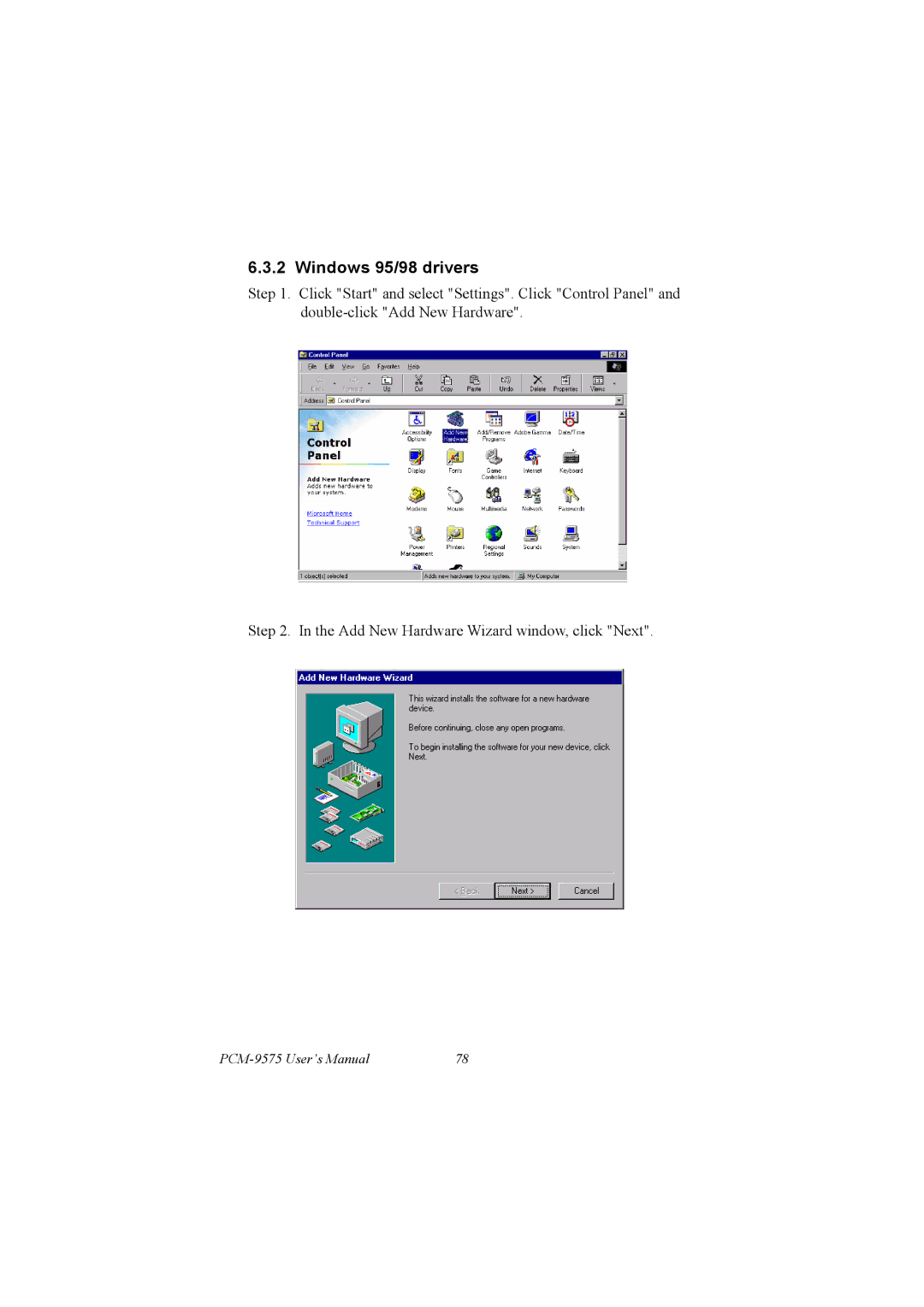 IBM PCM-9575, 100/10 user manual Windows 95/98 drivers 