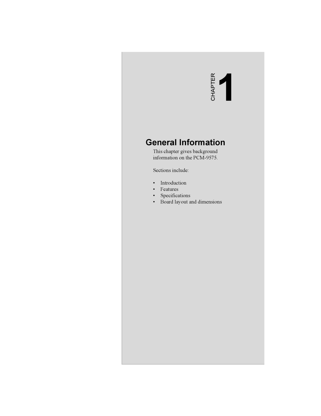 IBM 100/10, PCM-9575 user manual General Information, Chapter 