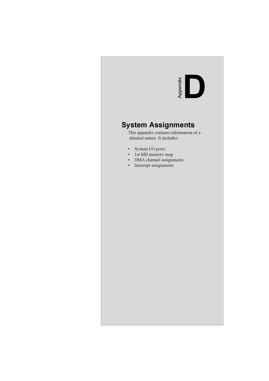 IBM 100/10, PCM-9575 user manual System Assignments, Appendix, Appx.D 