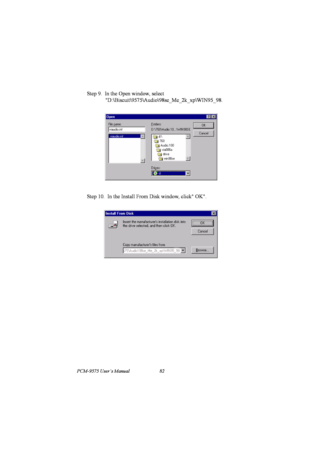 IBM 100/10 user manual In the Install From Disk window, click OK, PCM-9575 User’s Manual 