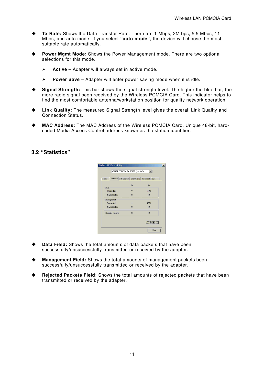 IBM PCMCIA Card user manual Statistics 