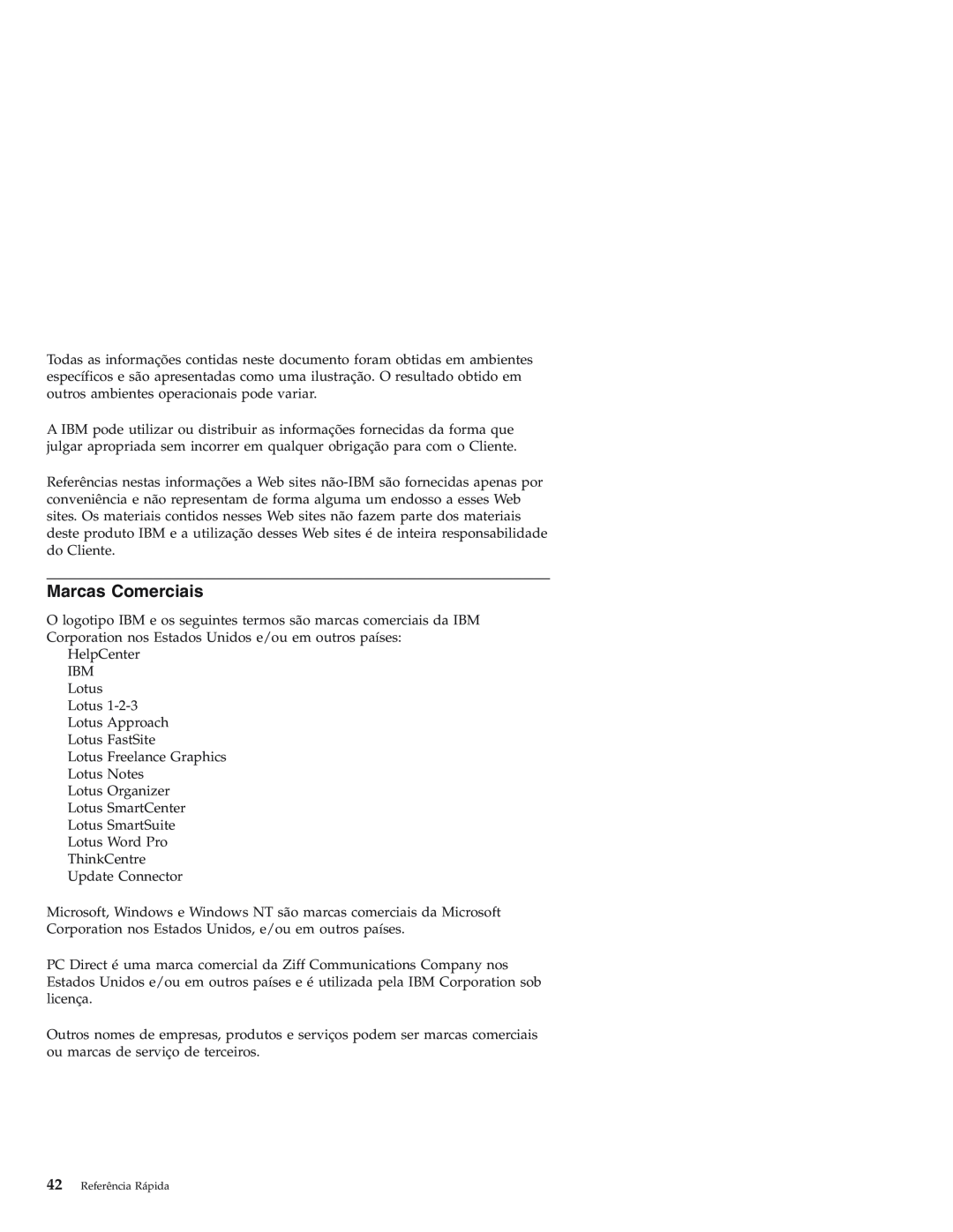 IBM Personal Computer manual Marcas Comerciais 