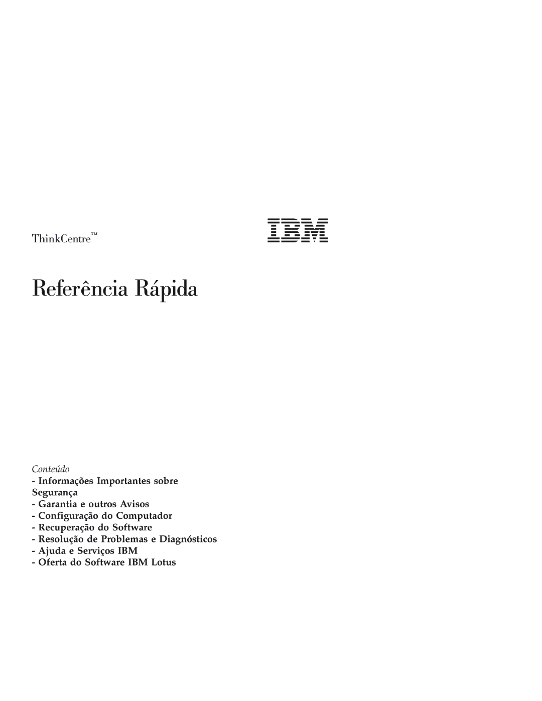 IBM Personal Computer manual Referência Rápida 