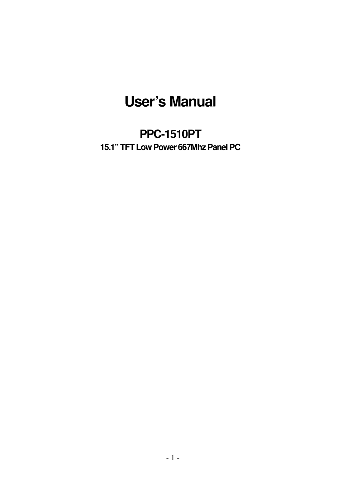 IBM PPC-1510PT user manual User’s Manual 