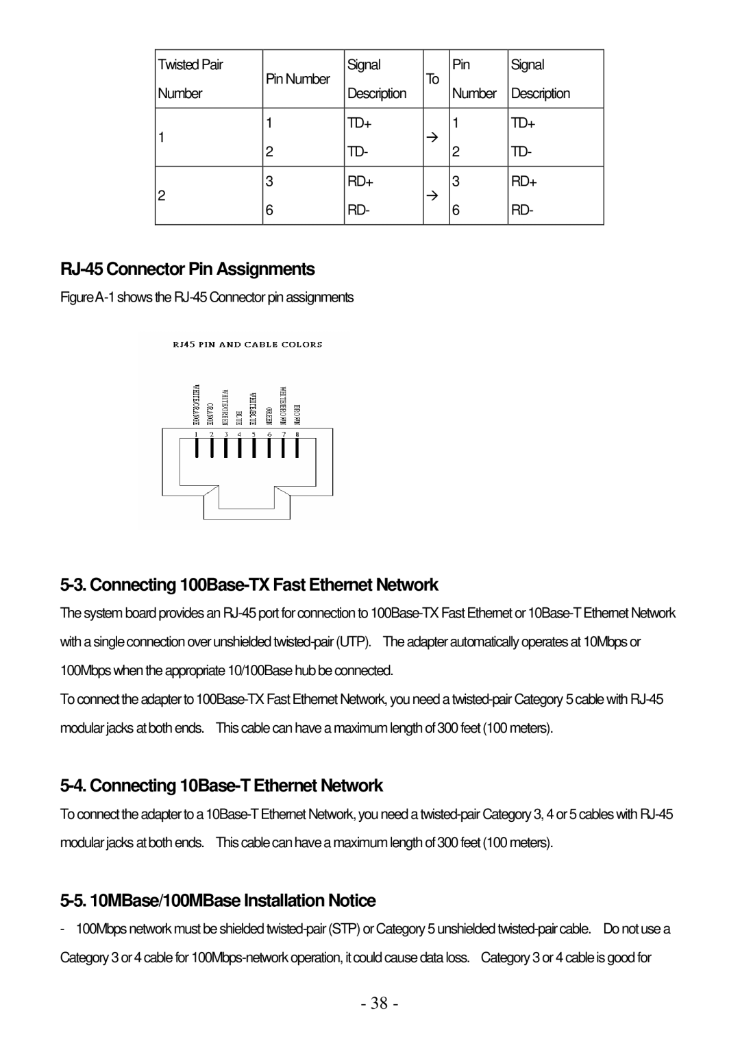 IBM PPC-1510PT user manual RJ-45 Connector Pin Assignments, Connecting 100Base-TX Fast Ethernet Network 