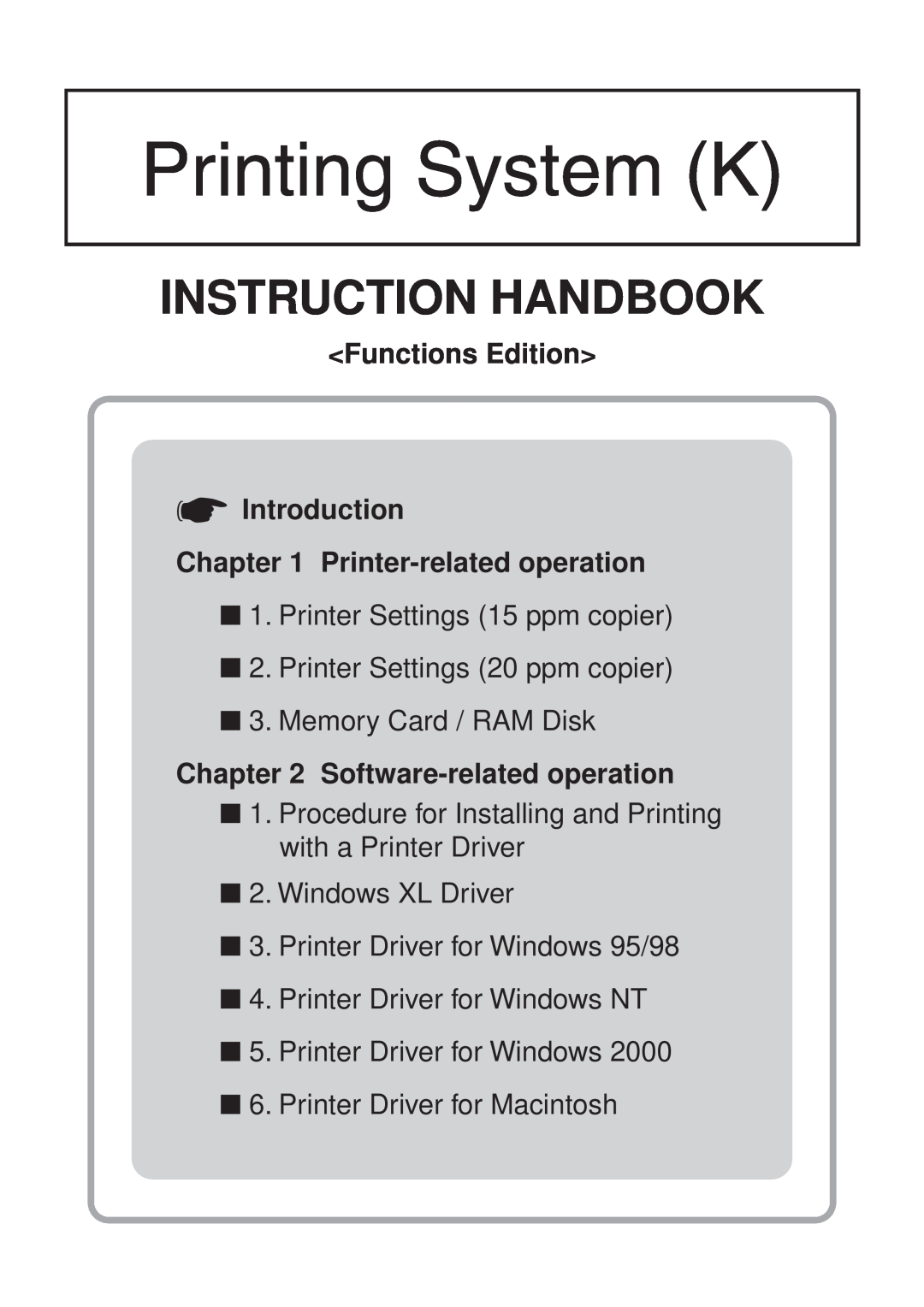 IBM Printing System manual Instruction Handbook, Functions Edition Introduction Printer-related operation 