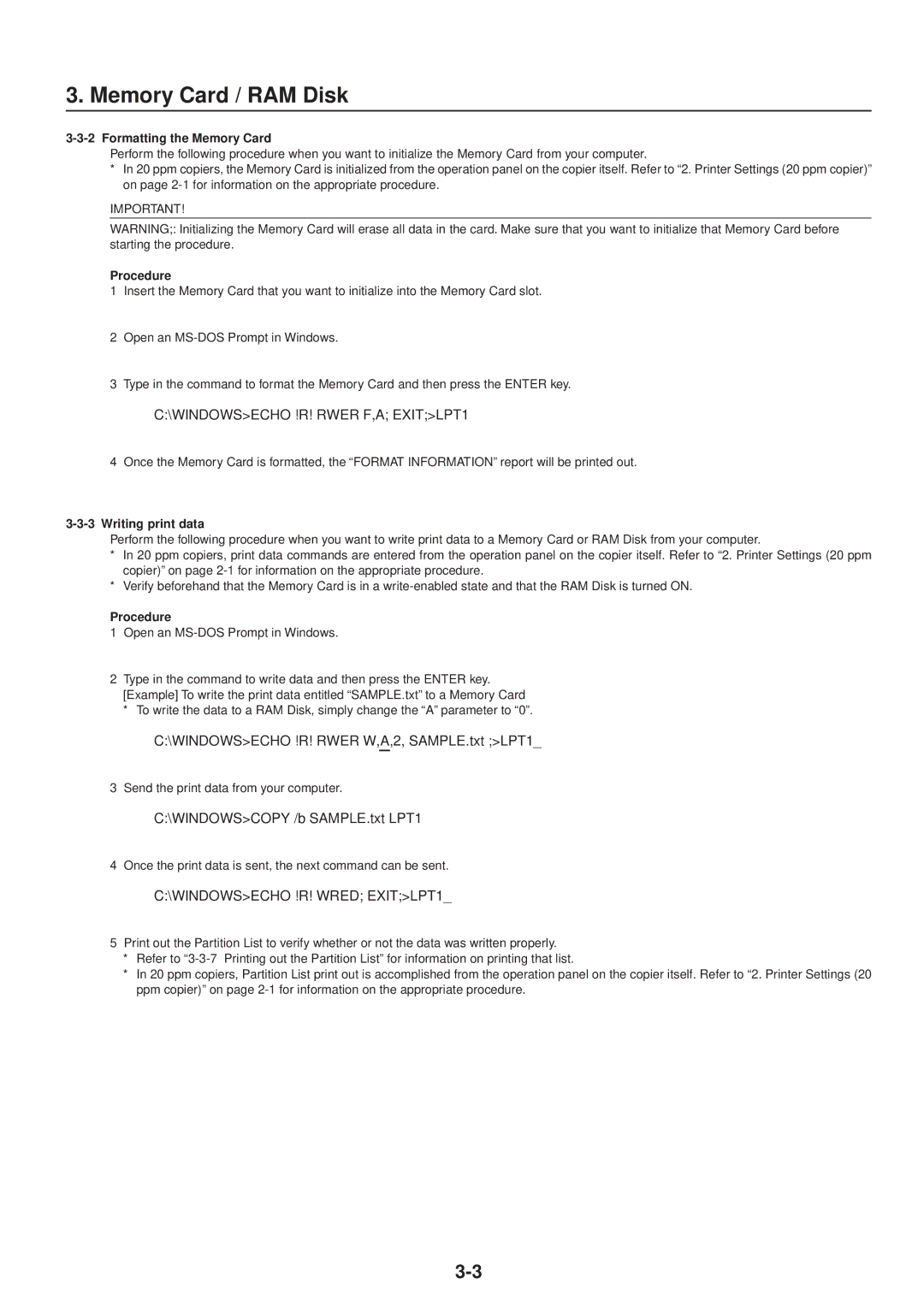 IBM Printing System manual Procedure, Writing print data 