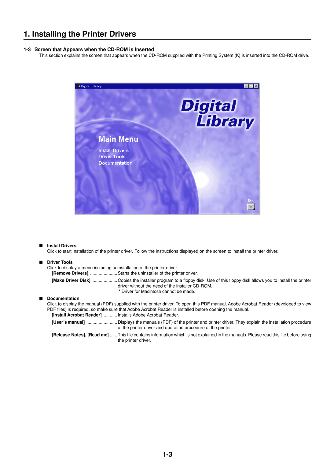 IBM Printing System manual Screen that Appears when the CD-ROM is Inserted 