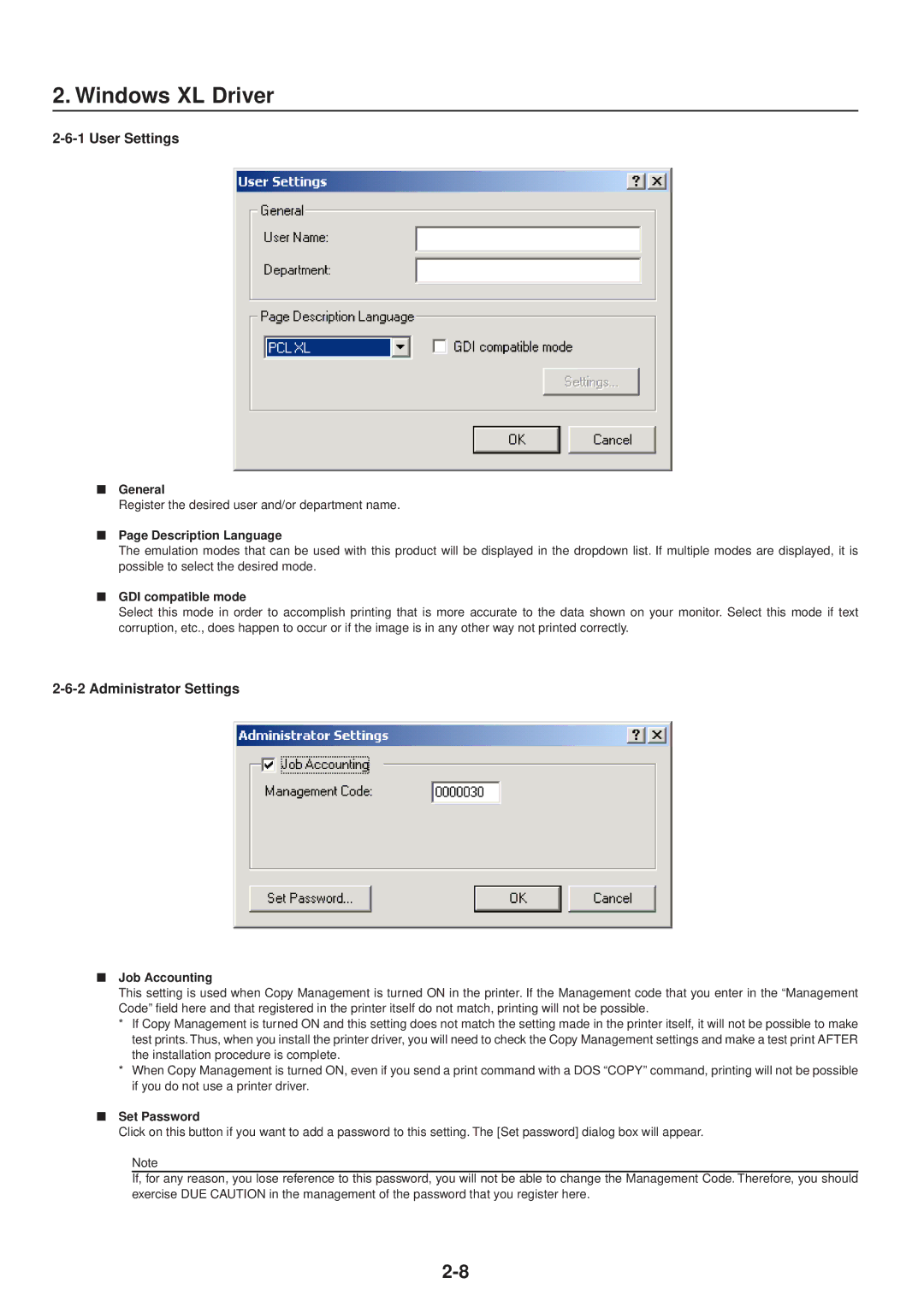 IBM Printing System manual User Settings, Administrator Settings 