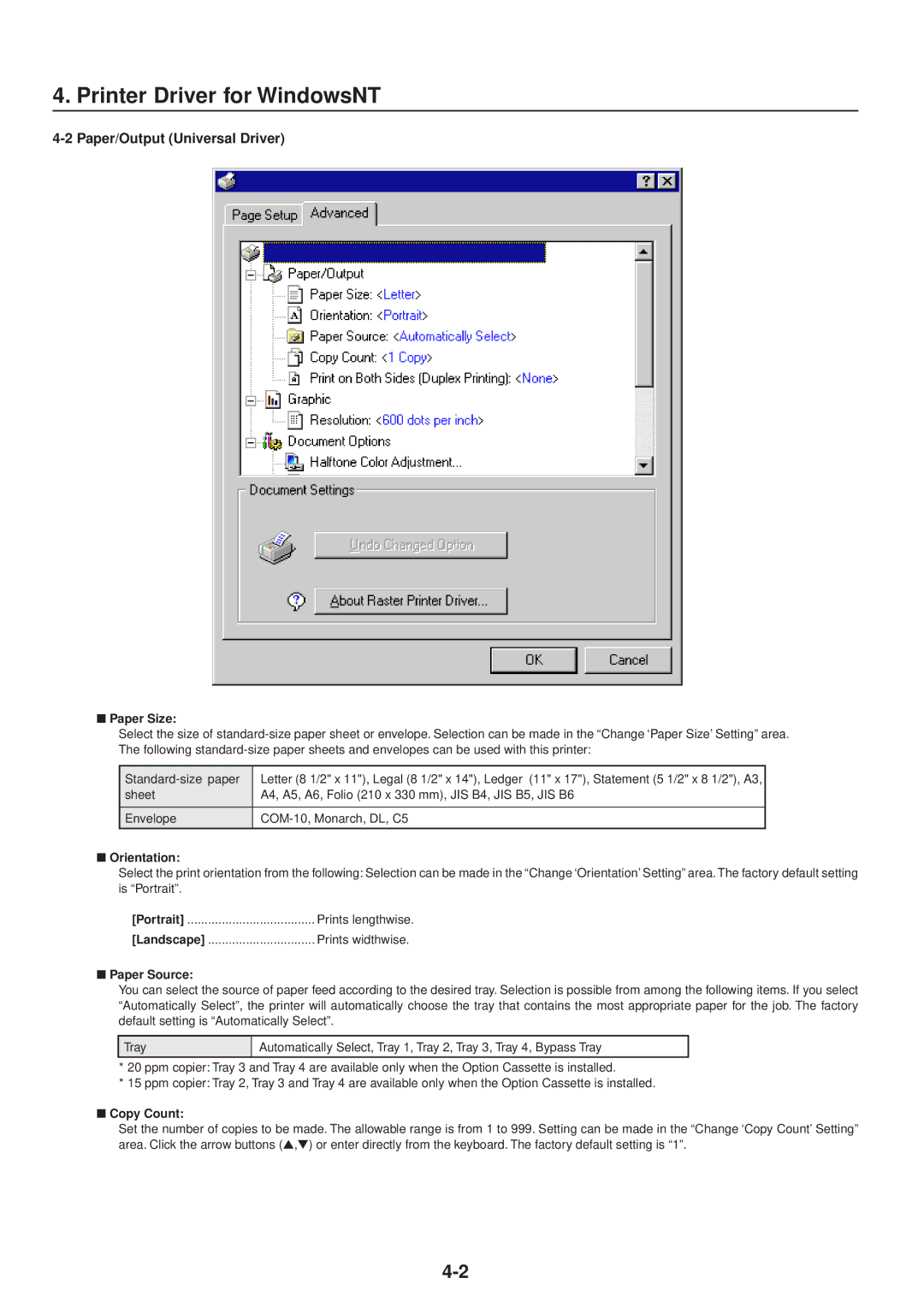 IBM Printing System manual Paper/Output Universal Driver, Copy Count 